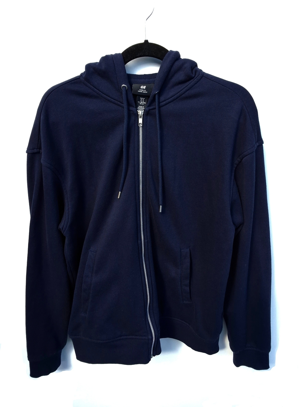 H&M Loose Fit Zip-Up Hoodie - Navy (Size M)